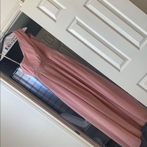 ballet pink bridesmaid long formal dress